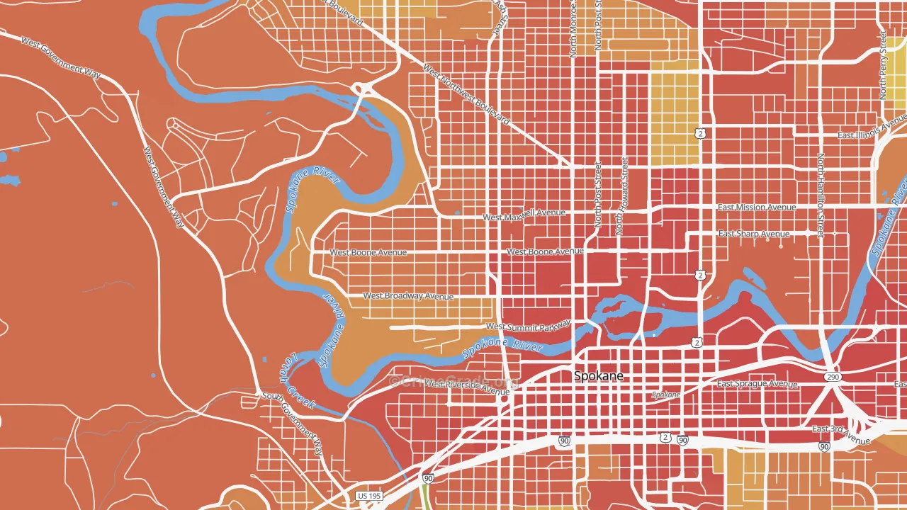 West Central, Spokane, WA Map of Vandalism Rates