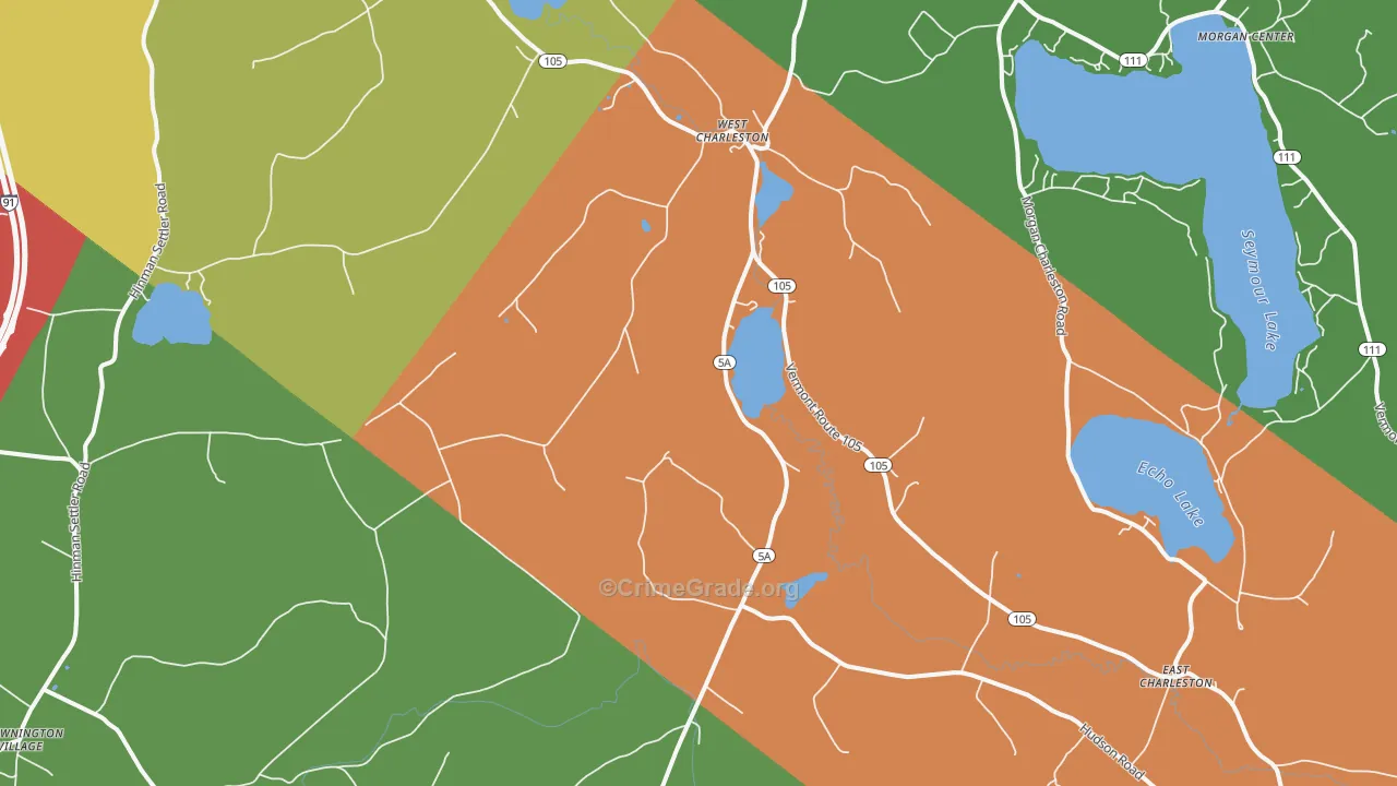 West Charleston, VT Map of Vandalism Rates