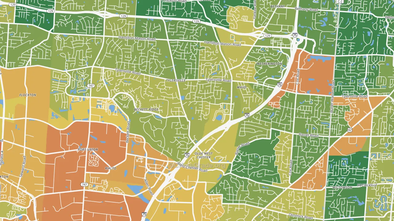 West Chester, OH Map of Vandalism Rates
