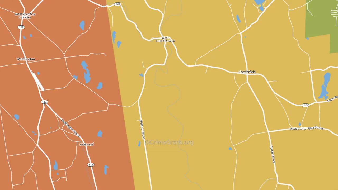 West Chesterfield, MA Map of Vandalism Rates