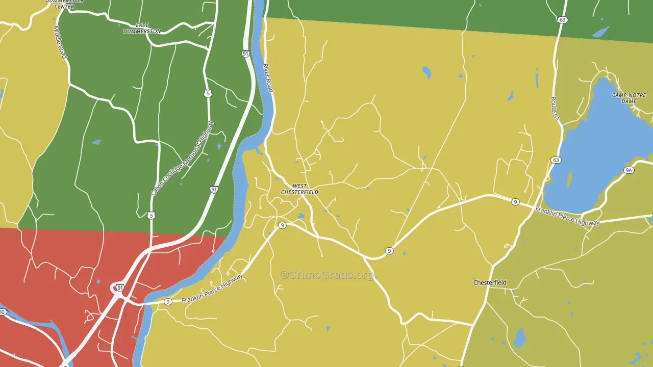 West Chesterfield, NH Map of Vandalism Rates