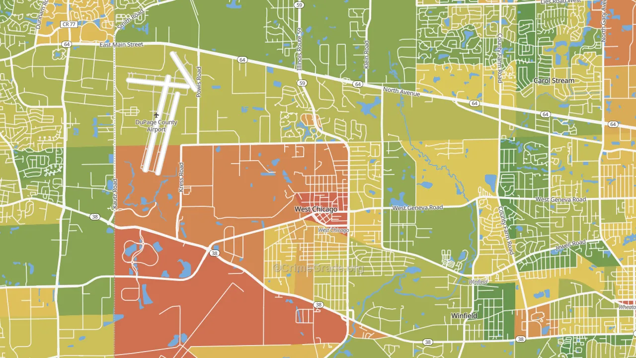 West Chicago, IL Map of Vandalism Rates
