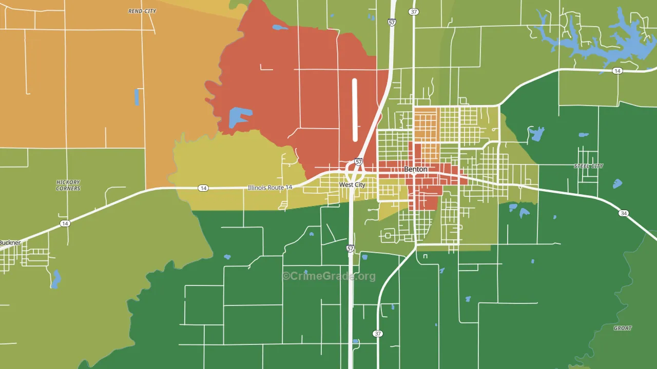 West City, IL Map of Vandalism Rates