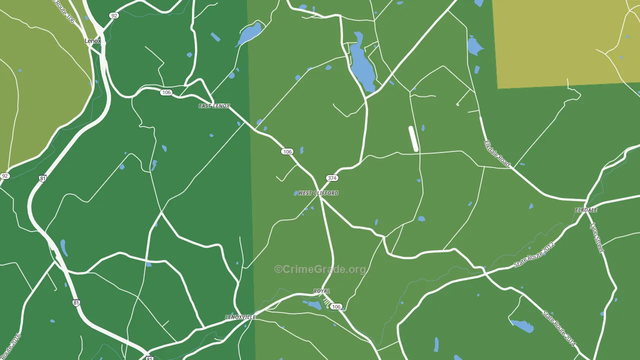 West Clifford, PA Map of Vandalism Rates