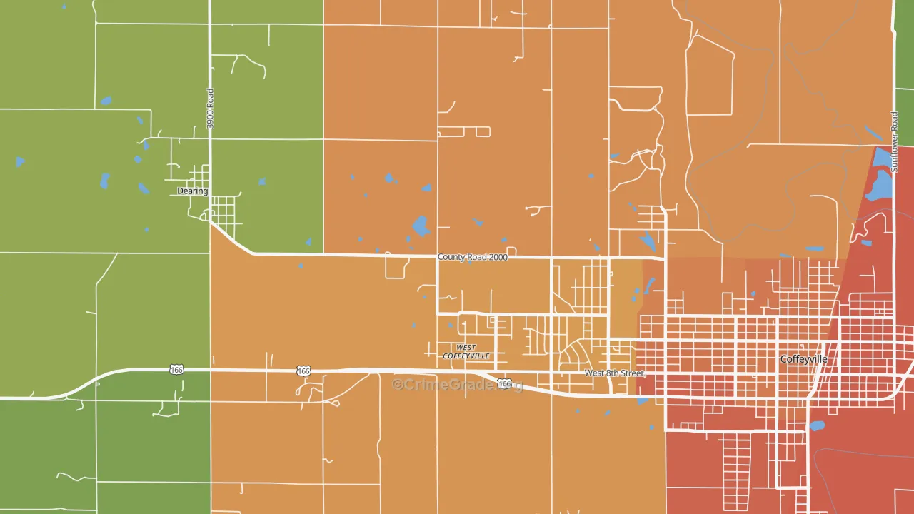West Coffeyville, KS Map of Vandalism Rates