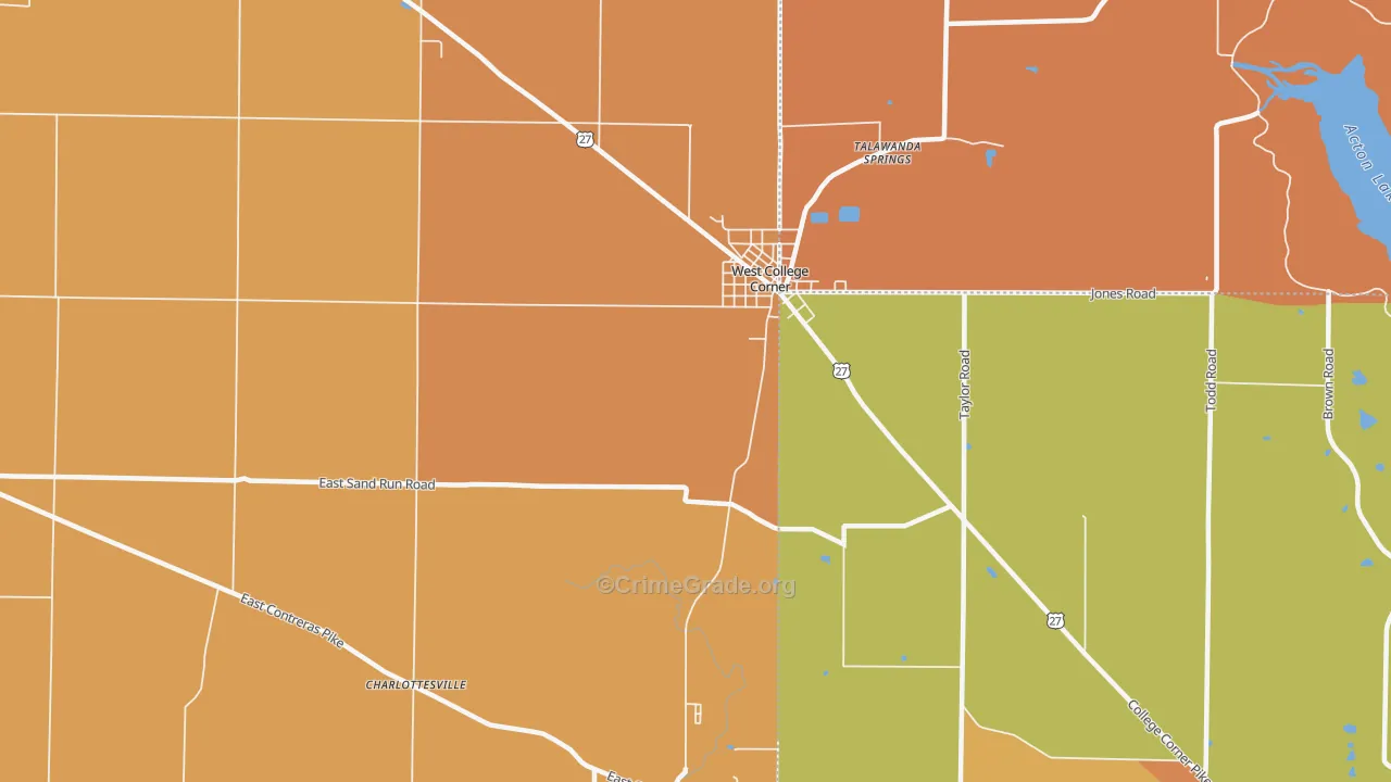 West College Corner, IN Map of Vandalism Rates