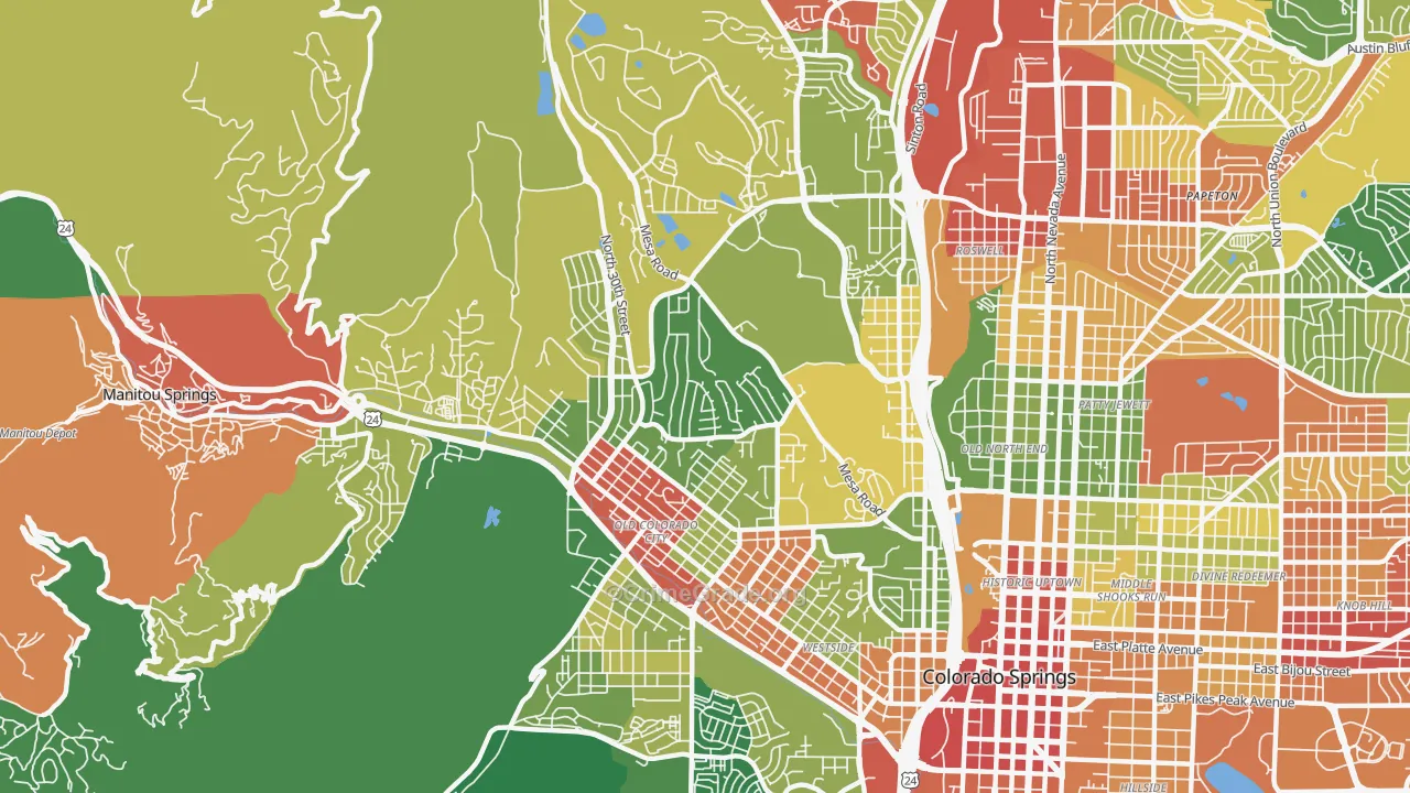 West Colorado Springs, Colorado Springs, CO Map of Vandalism Rates