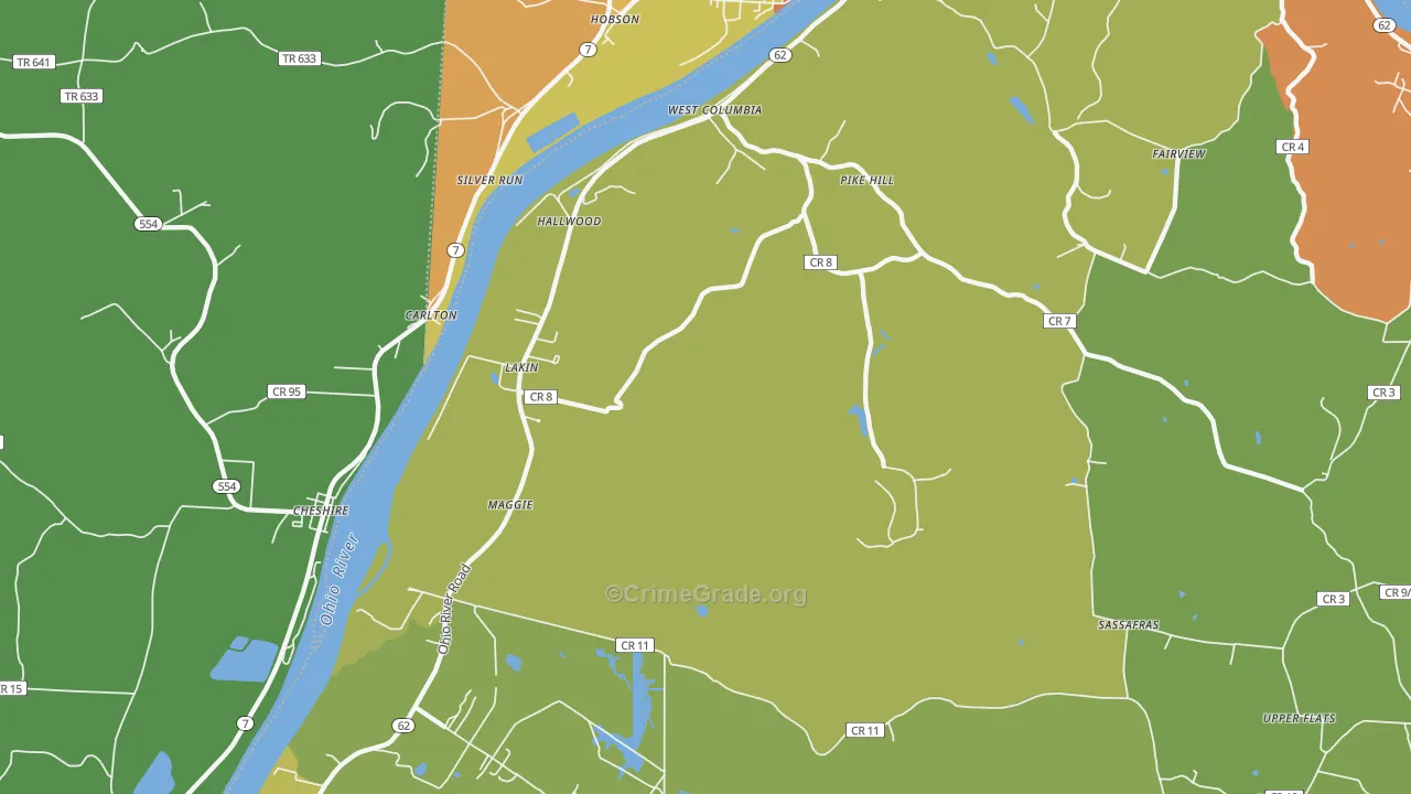 West Columbia, WV Map of Vandalism Rates