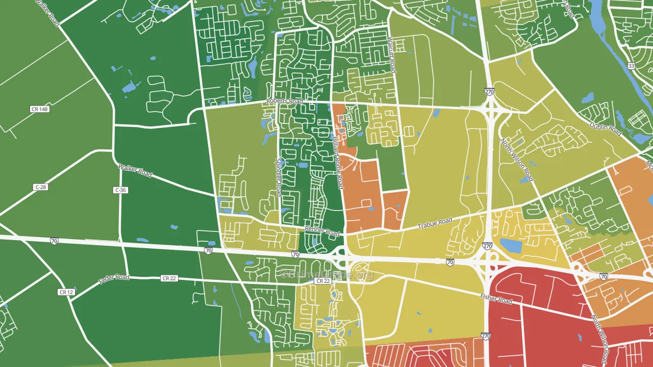 West Columbus Interim, Hilliard, OH Map of Vandalism Rates