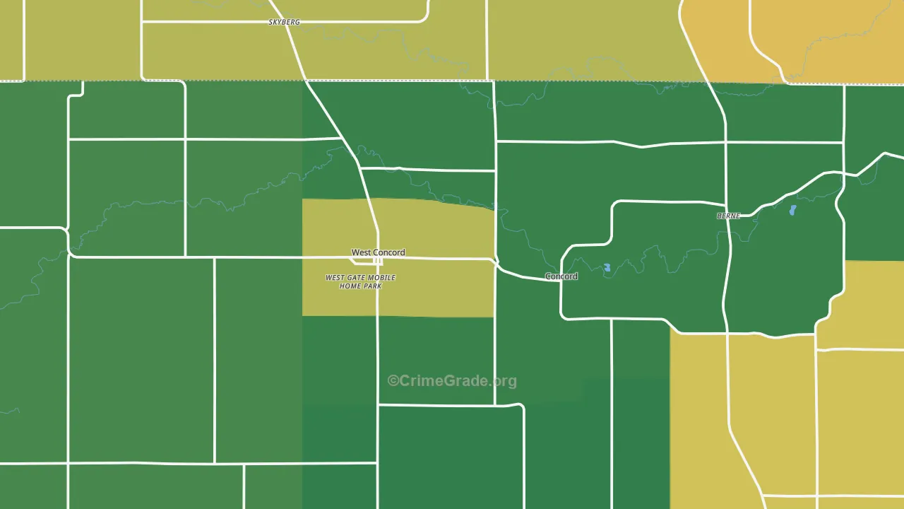West Concord, MN Map of Vandalism Rates