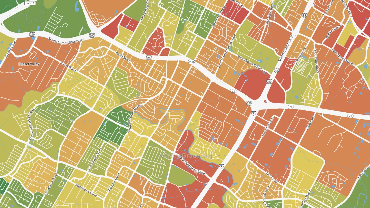 West Congress, Austin, TX Map of Vandalism Rates
