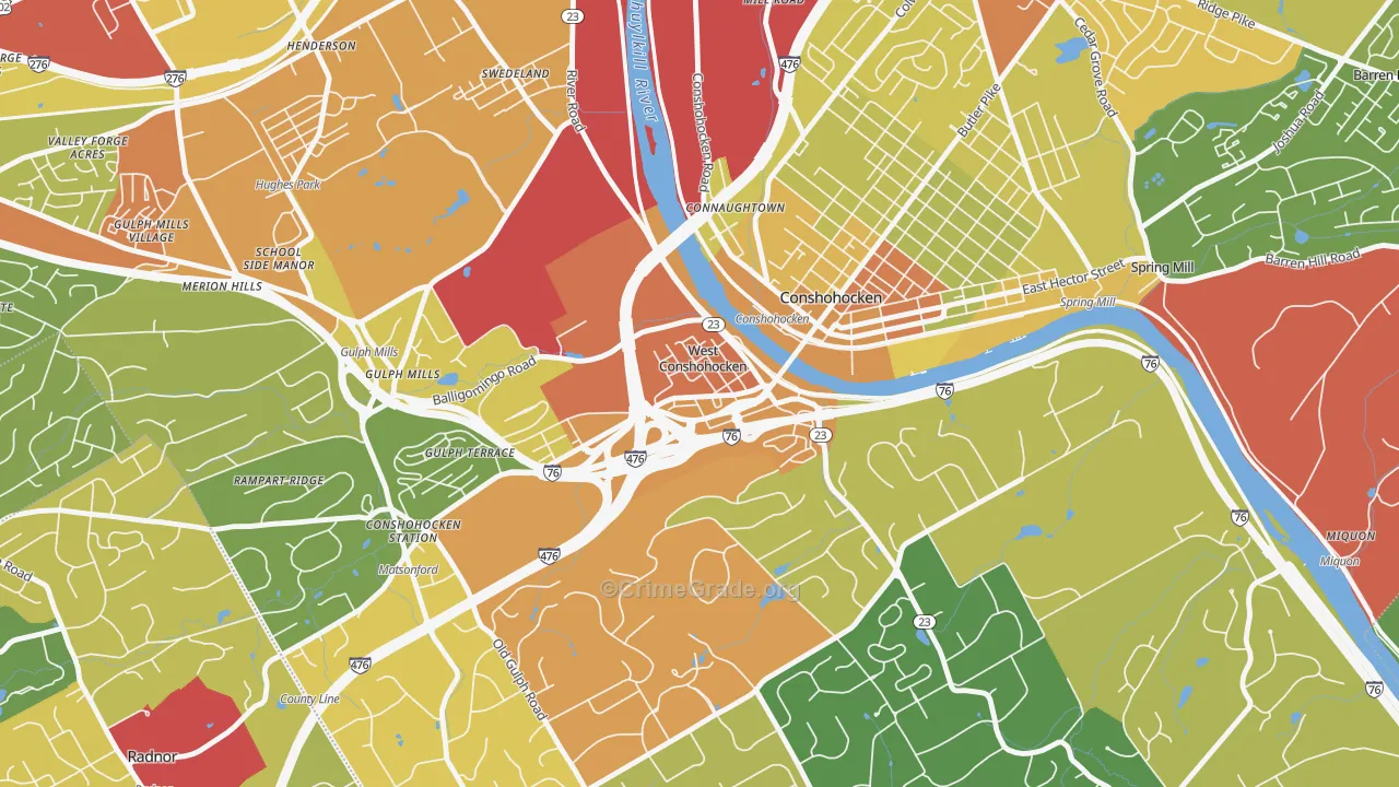 West Conshohocken, PA Map of Vandalism Rates