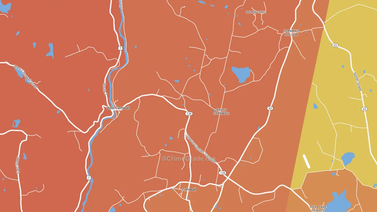 West Cornwall, CT Map of Vandalism Rates