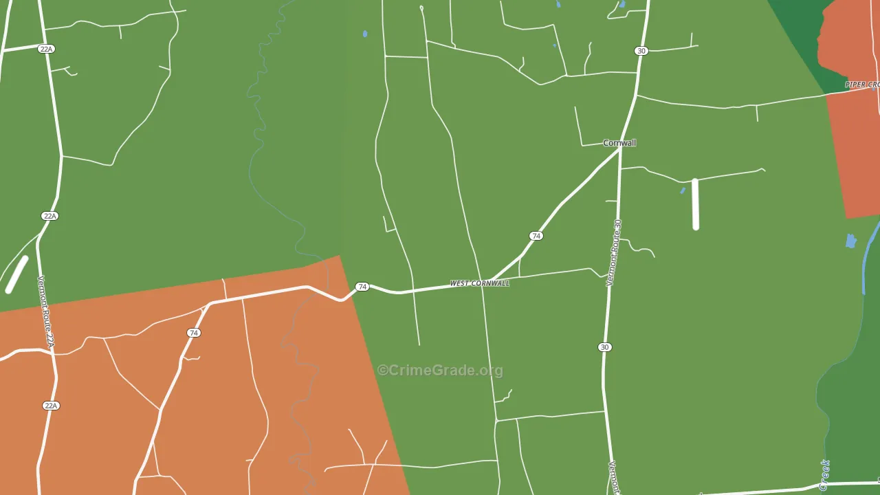 West Cornwall, VT Map of Vandalism Rates