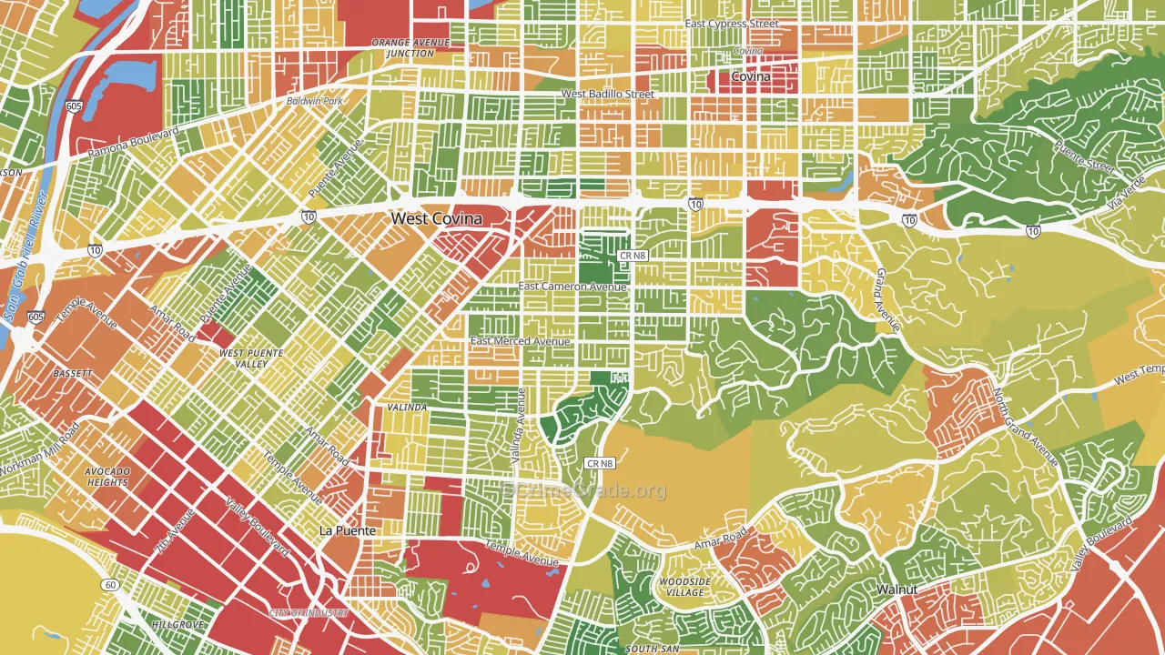 West Covina, CA Map of Vandalism Rates