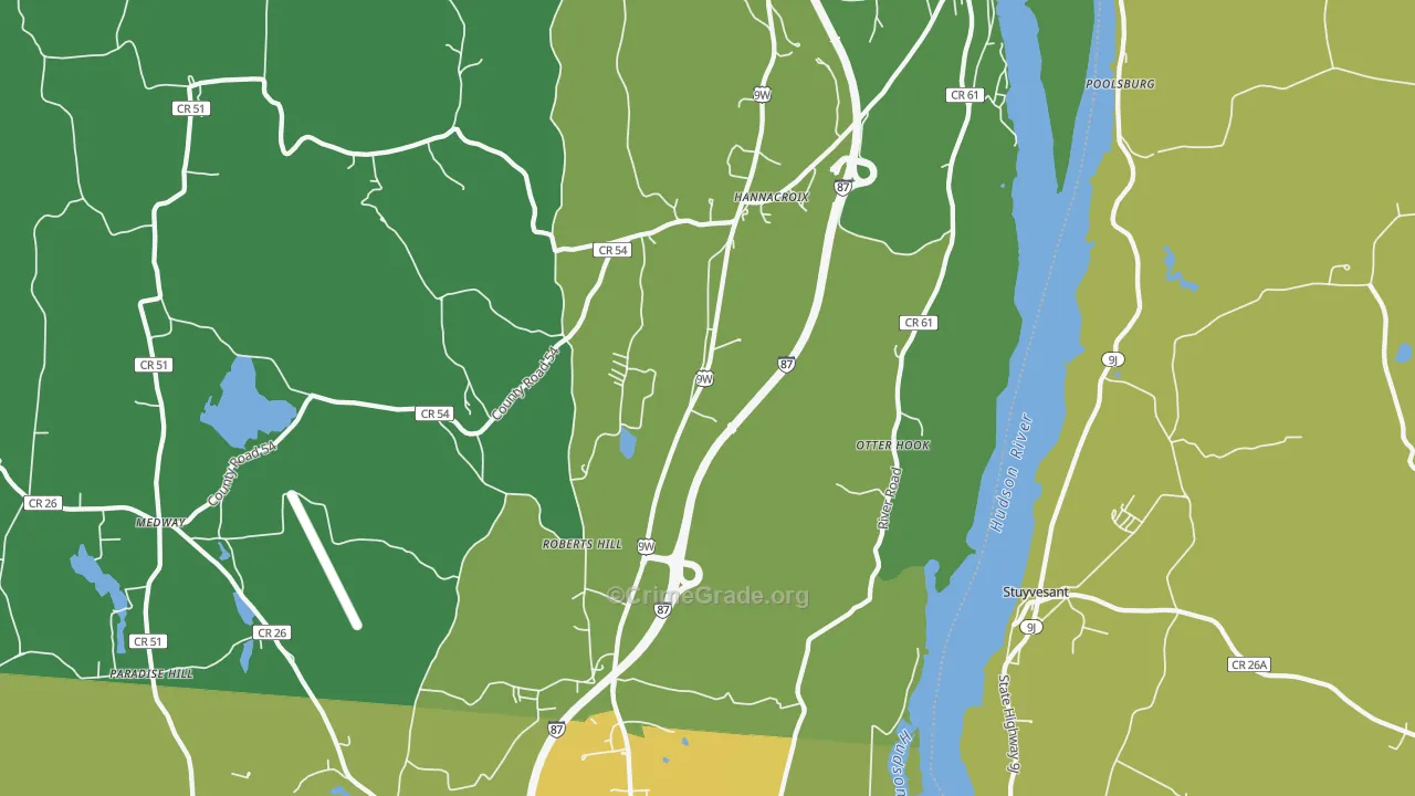 West Coxsackie, NY Map of Vandalism Rates