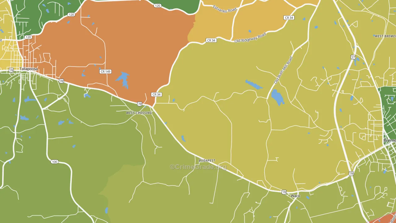 West Crossing, GA Map of Vandalism Rates