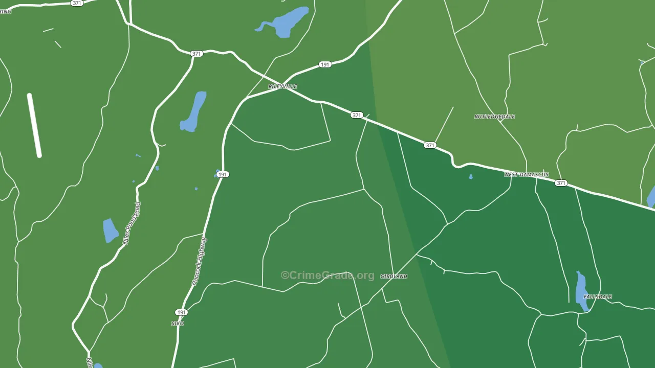 West Damascus, PA Map of Vandalism Rates
