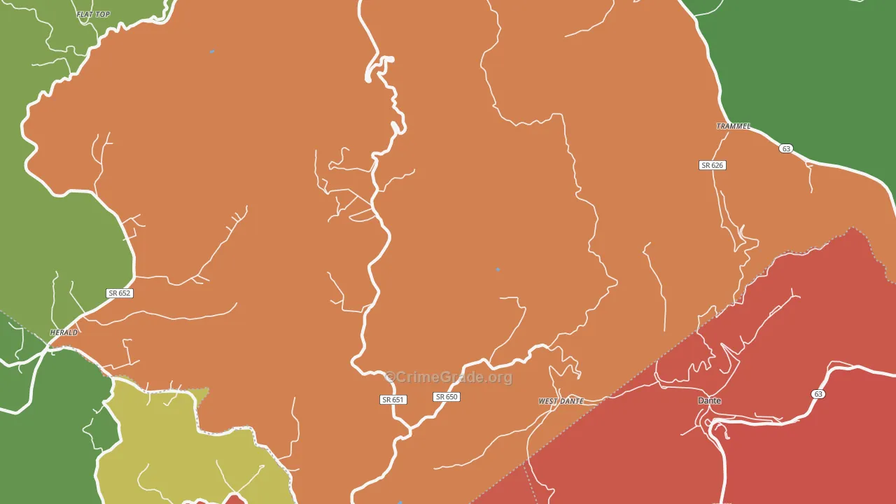 West Dante, VA Map of Vandalism Rates