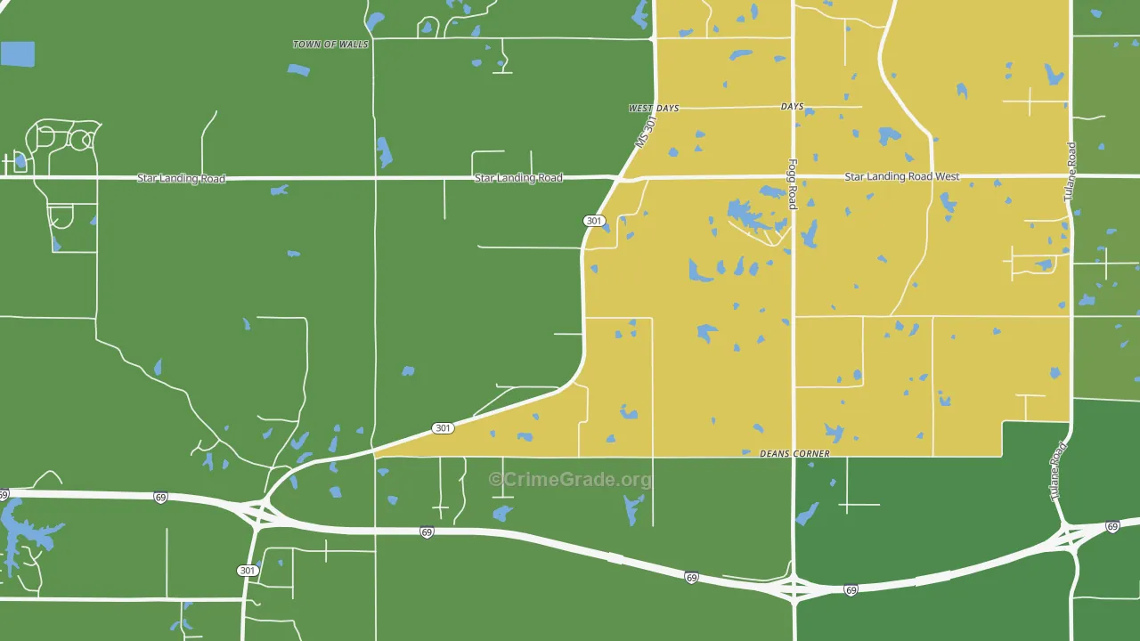 West Days, MS Map of Vandalism Rates