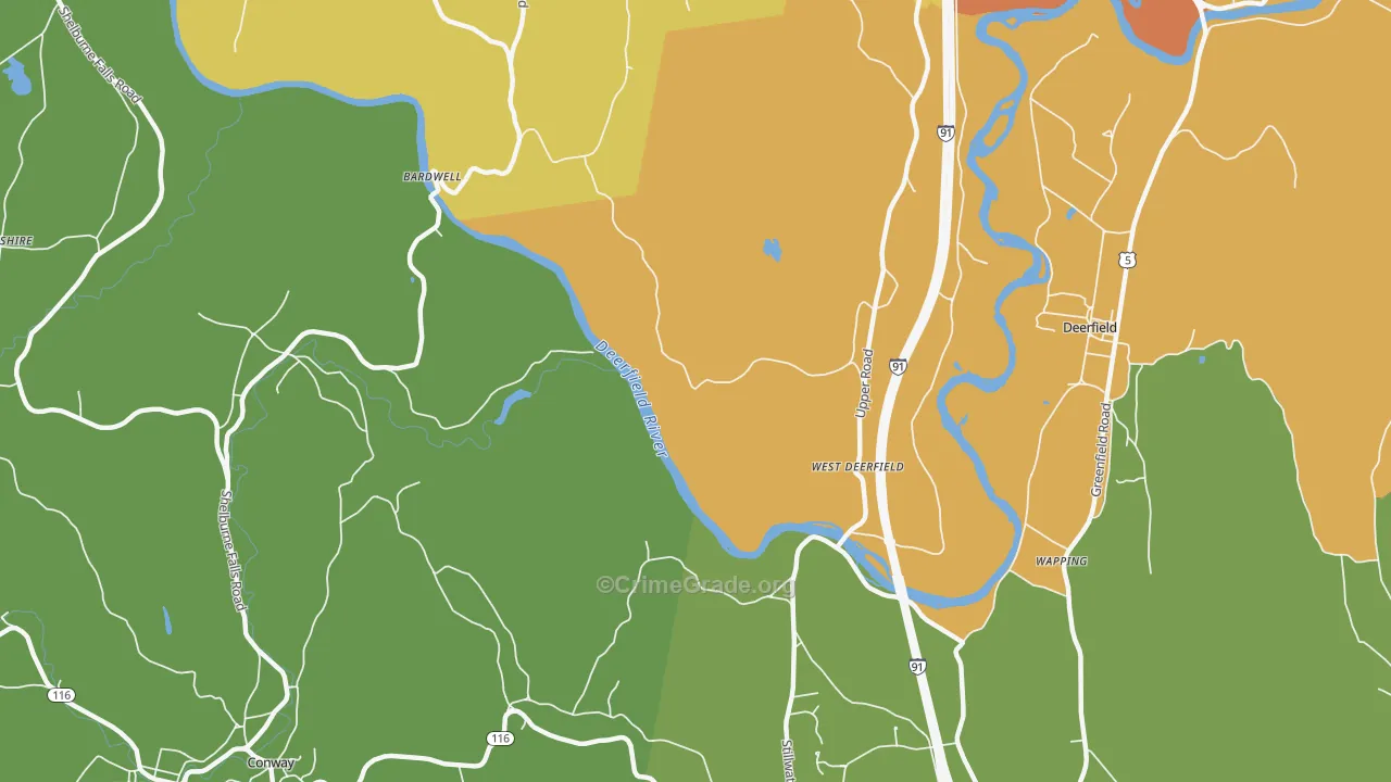 West Deerfield, MA Map of Vandalism Rates