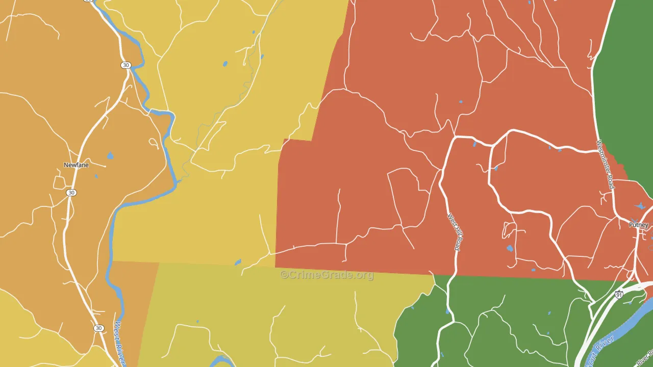 West Dummerston, VT Map of Vandalism Rates