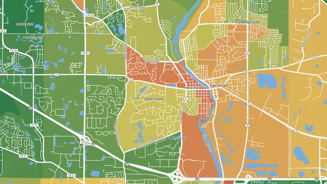 West Dundee, IL Map of Vandalism Rates