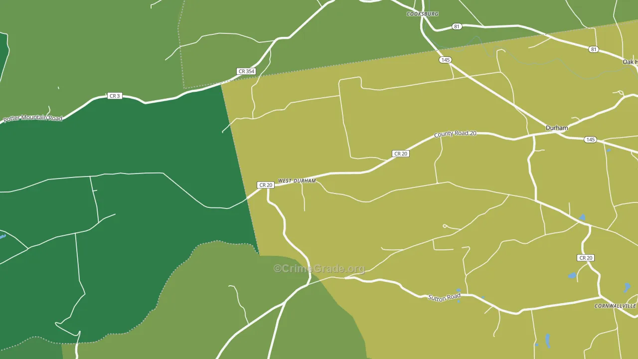 West Durham, NY Map of Vandalism Rates