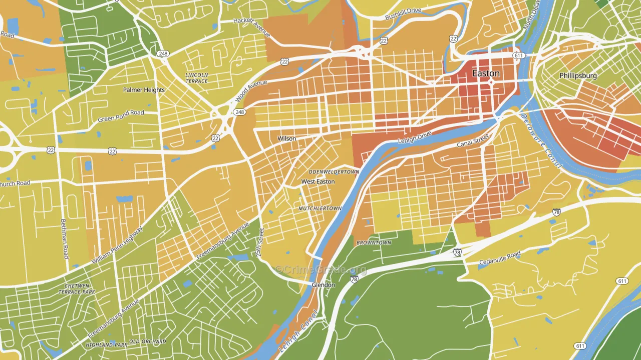 West Easton, PA Map of Vandalism Rates