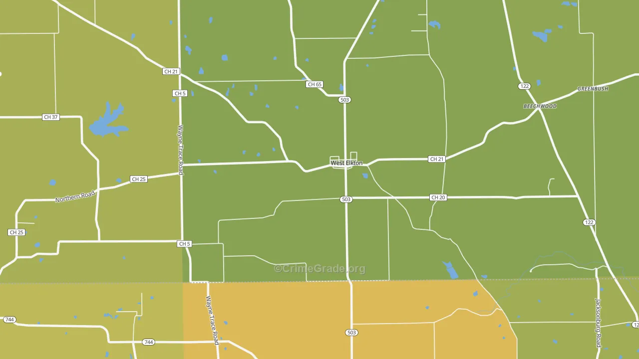 West Elkton, OH Map of Vandalism Rates