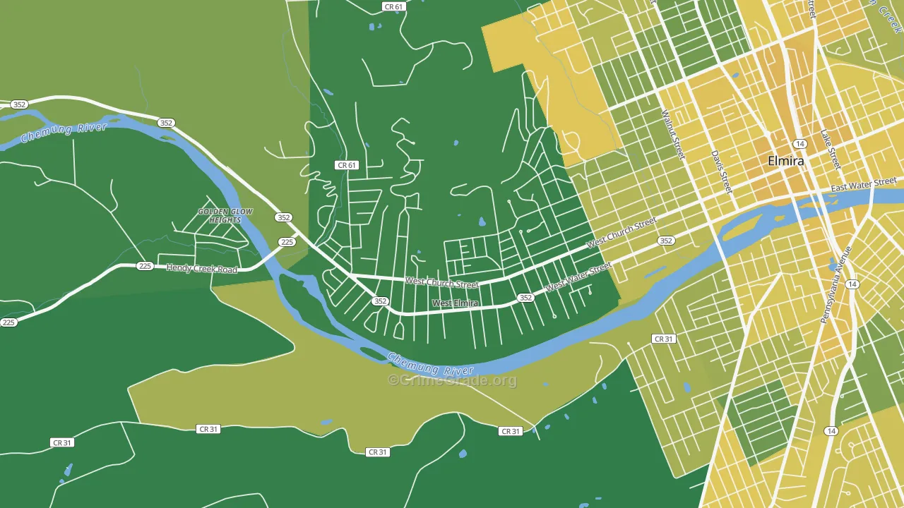 West Elmira, NY Map of Vandalism Rates