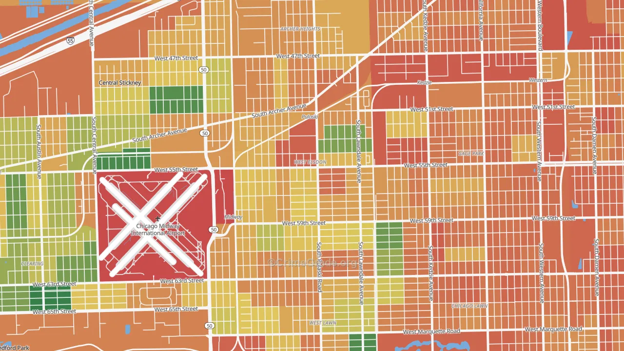 West Elsdon, Chicago, IL Map of Vandalism Rates