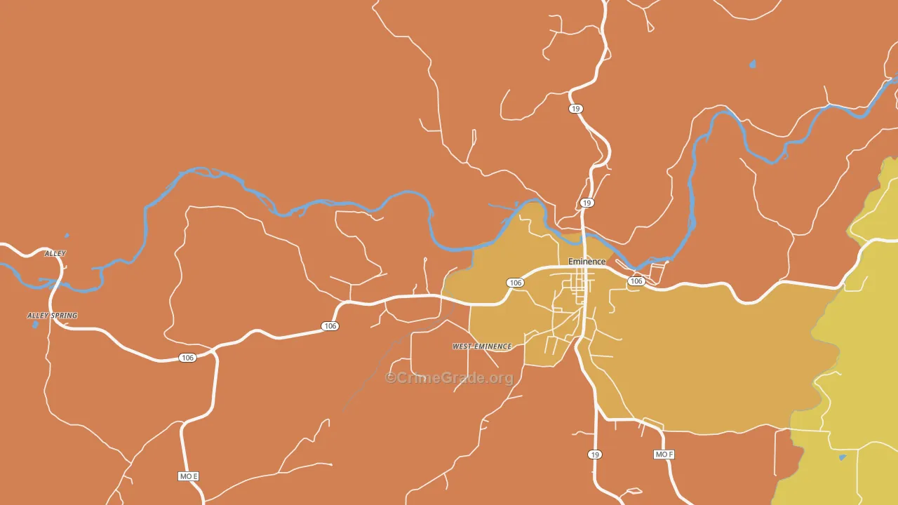West Eminence, MO Map of Vandalism Rates
