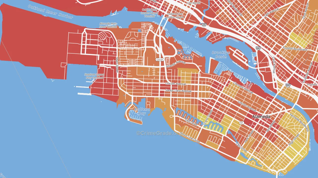 West End, Alameda, CA Map of Vandalism Rates