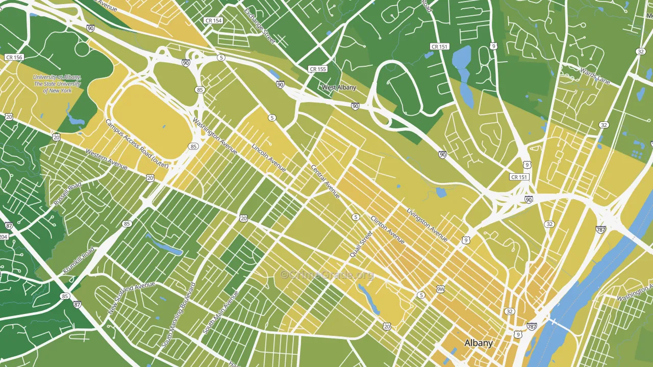 West End, Albany, NY Map of Vandalism Rates