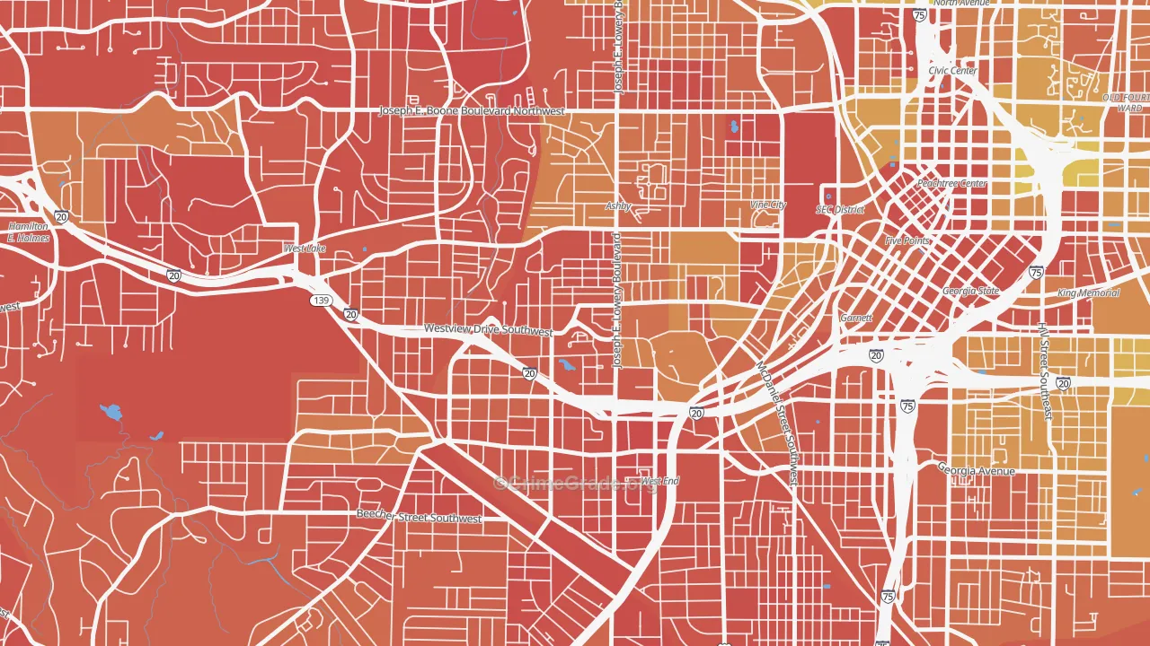 West End, Atlanta, GA Map of Vandalism Rates