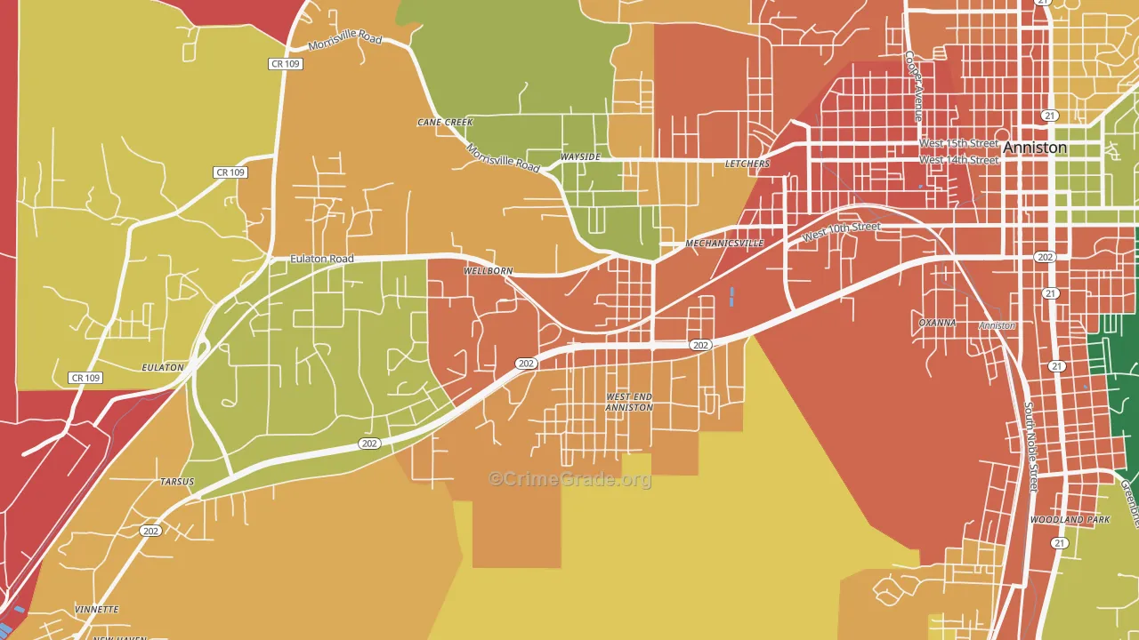 West End-Cobb Town, AL Map of Vandalism Rates