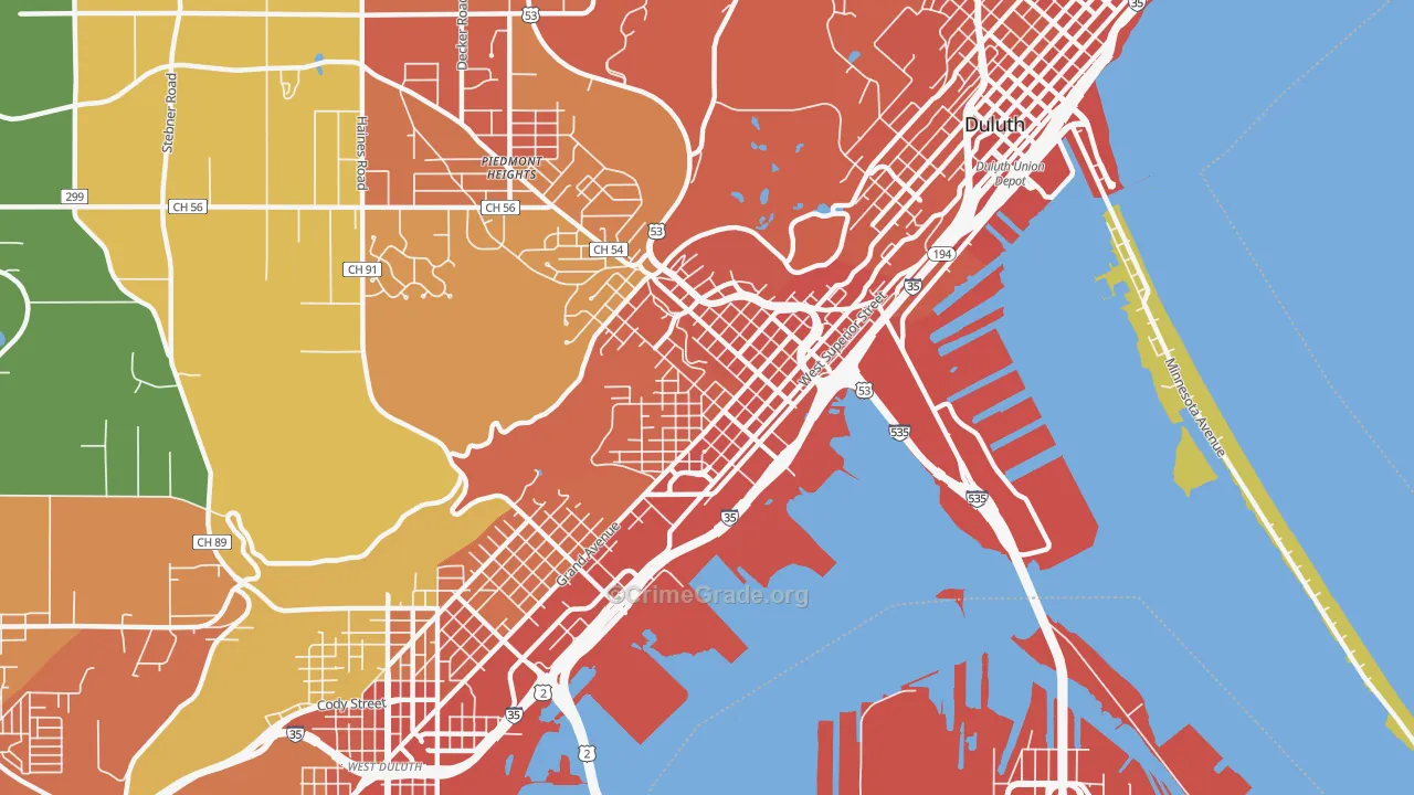 West End, Duluth, MN Map of Vandalism Rates