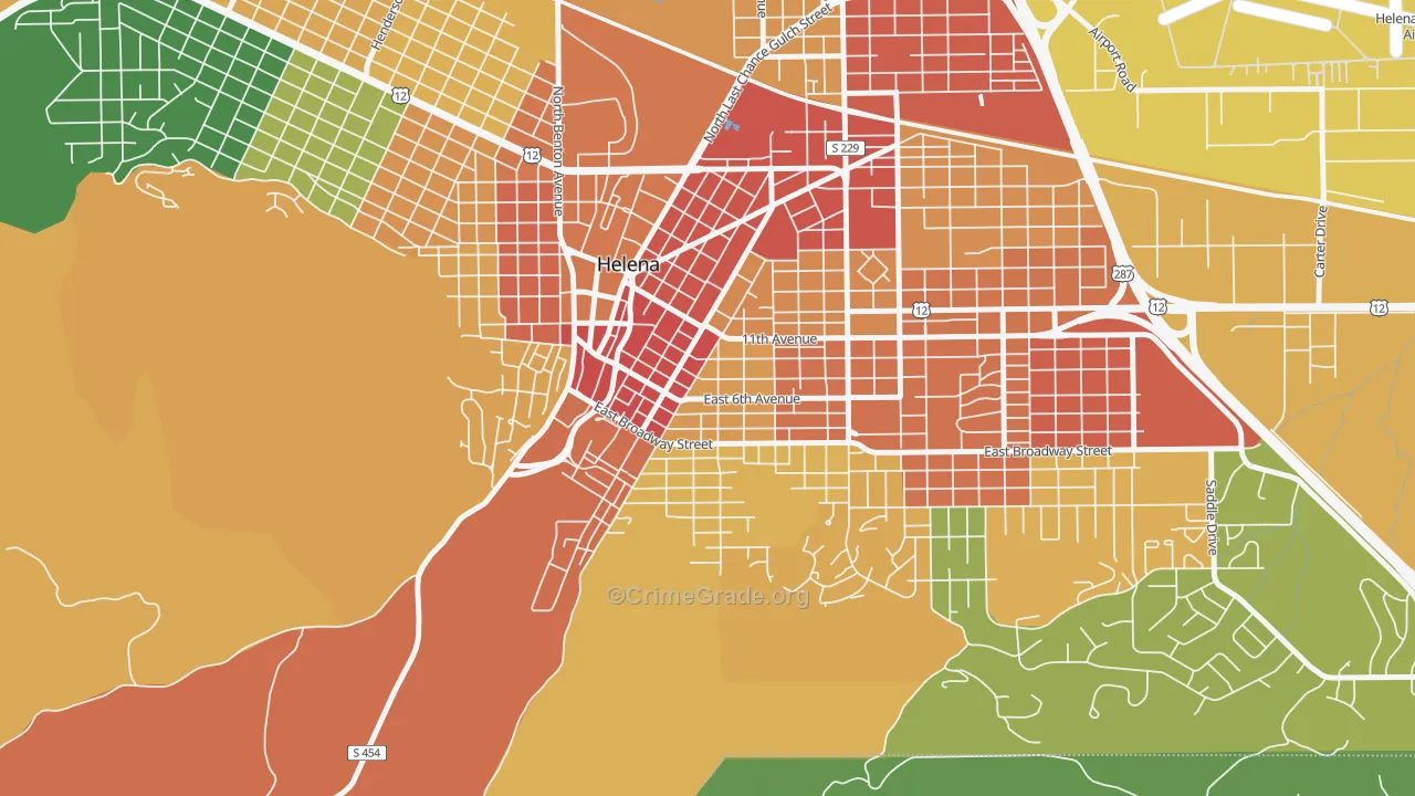 West End Helena, Helena, MT Map of Vandalism Rates