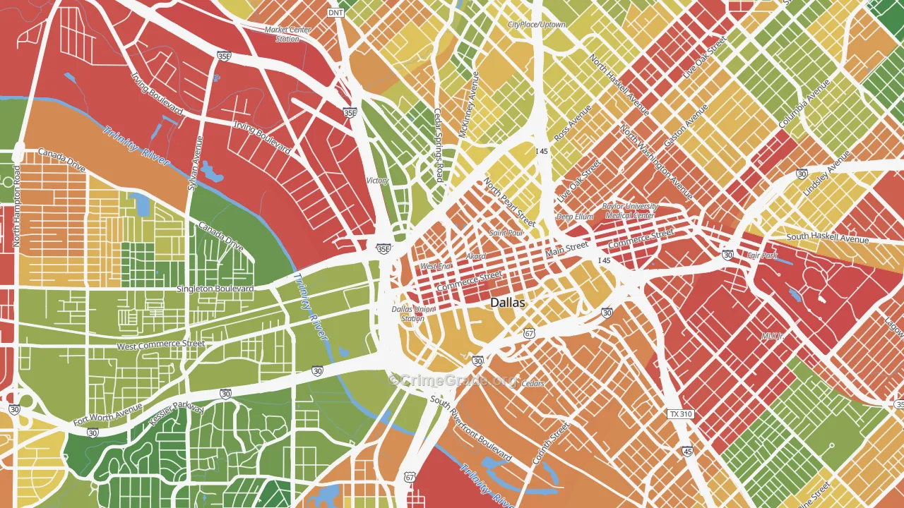 West End Historic District, Dallas, TX Map of Vandalism Rates