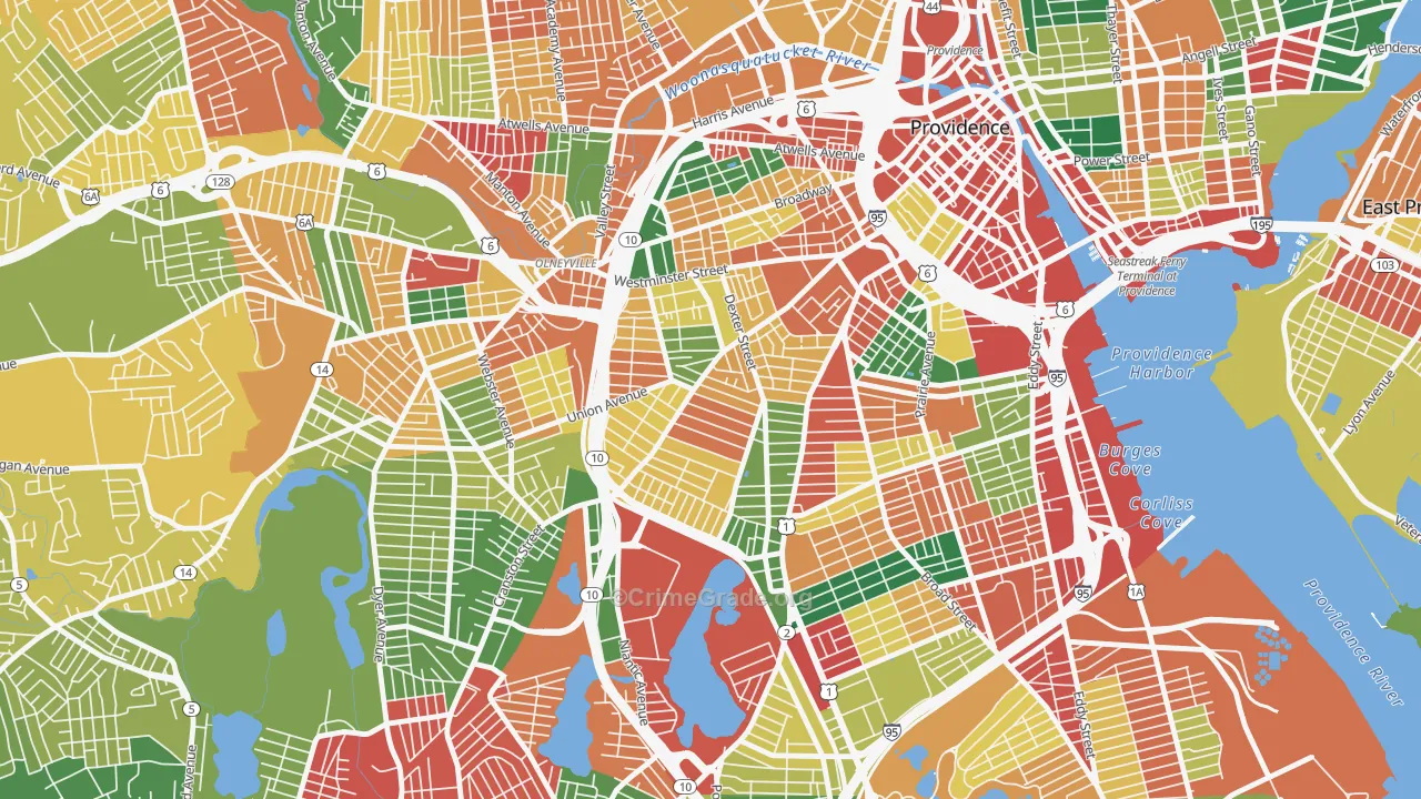 West End, Providence, RI Map of Vandalism Rates