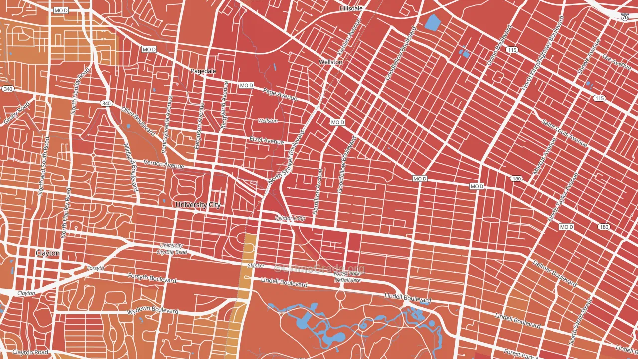 West End, St. Louis, MO Map of Vandalism Rates