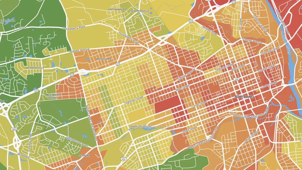 West End Theatre District, Allentown, PA Map of Vandalism Rates