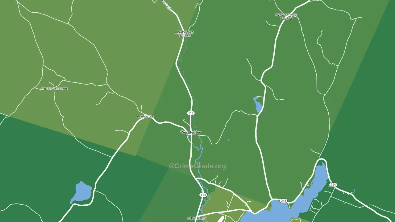 West Fairlee, VT Map of Vandalism Rates