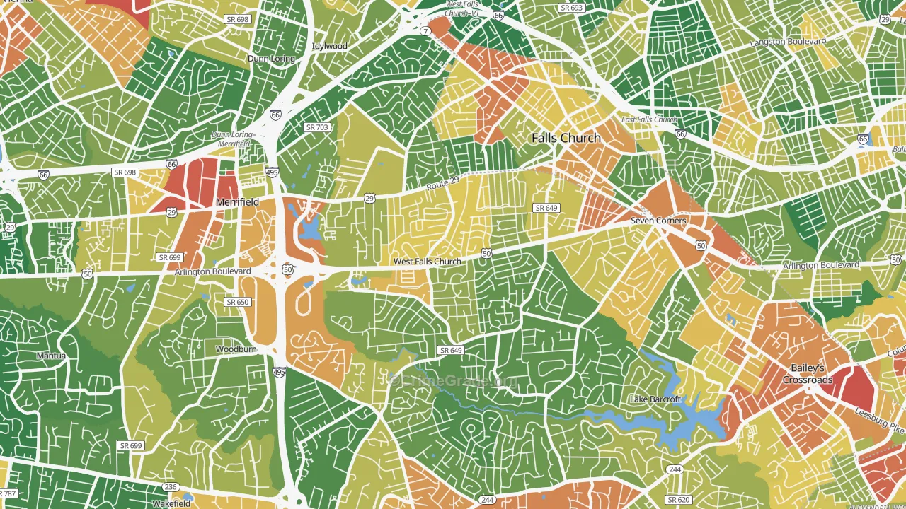 West Falls Church, VA Map of Vandalism Rates