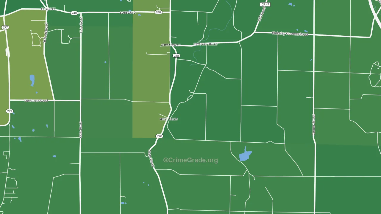 West Falls, NY Map of Vandalism Rates