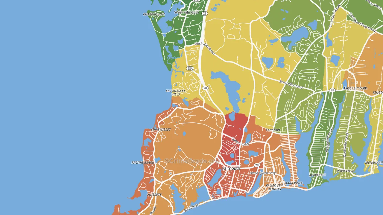 West Falmouth, MA Map of Vandalism Rates