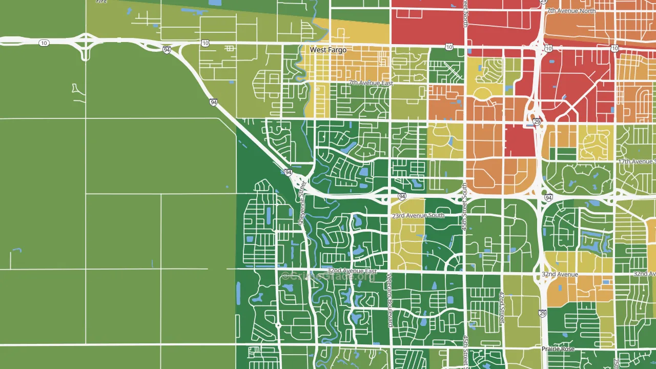 West Fargo, ND Map of Vandalism Rates