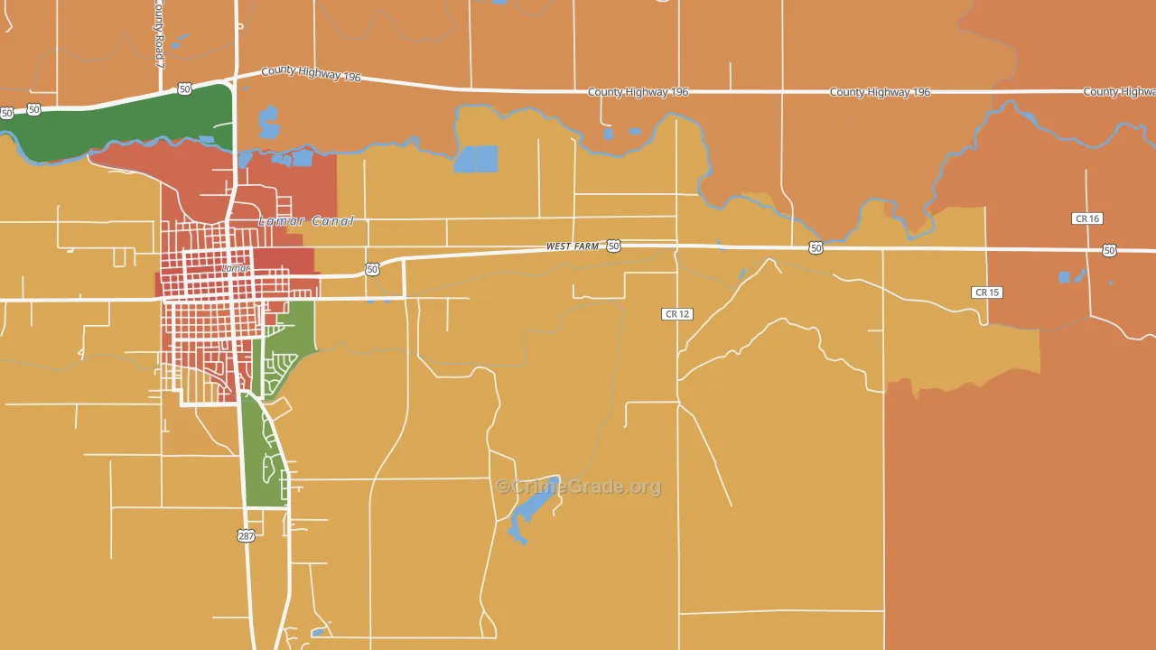 West Farm, CO Map of Vandalism Rates