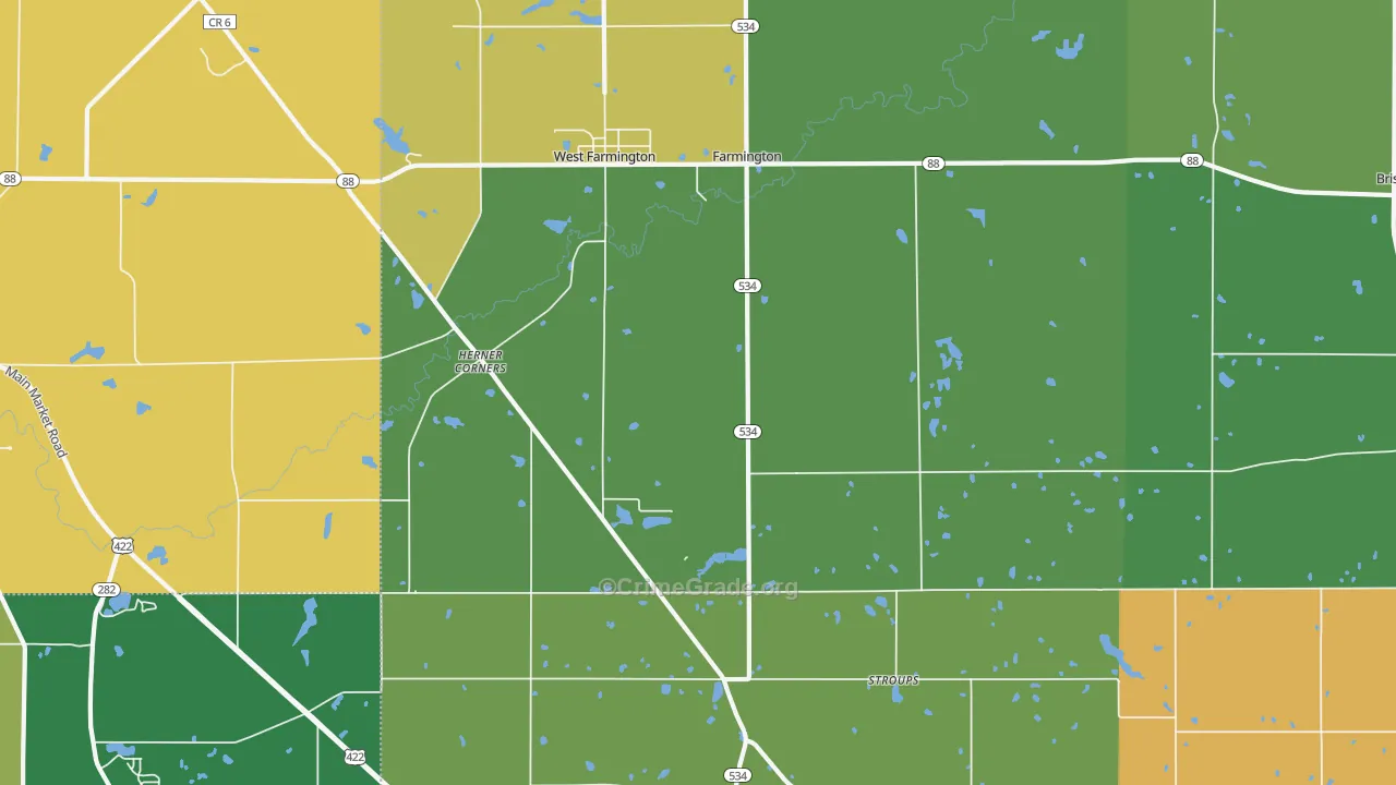 West Farmington, OH Map of Vandalism Rates